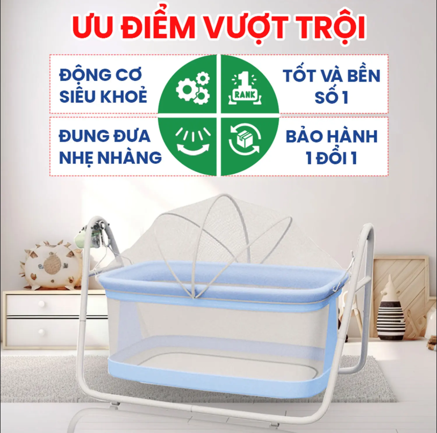 Nôi Võng Điện Ru Em Bé Ngủ Tốt Số 1 Thương Hiệu Sbaby